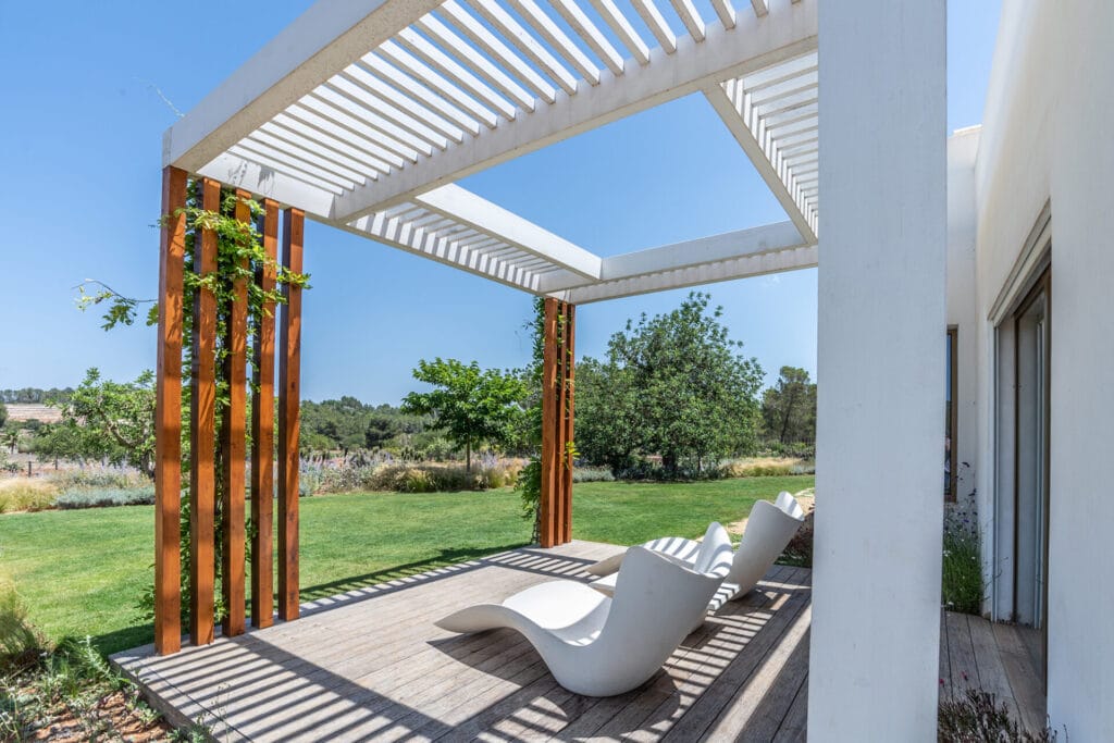 Terravita Ibiza Landscape Design Architecture Can Tanca Zero Carbon House Pergola Deck 4