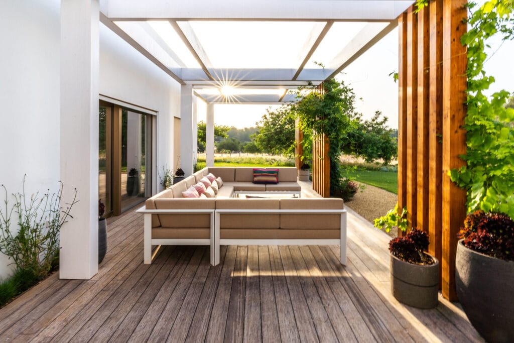 Terravita Ibiza Landscape Design Architecture Can Tanca Zero Carbon House Pergola Deck Outdoor Seating Area