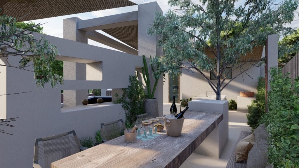 Terravita Ibiza Landscape Design Architecture Can Mar Dining Table Render