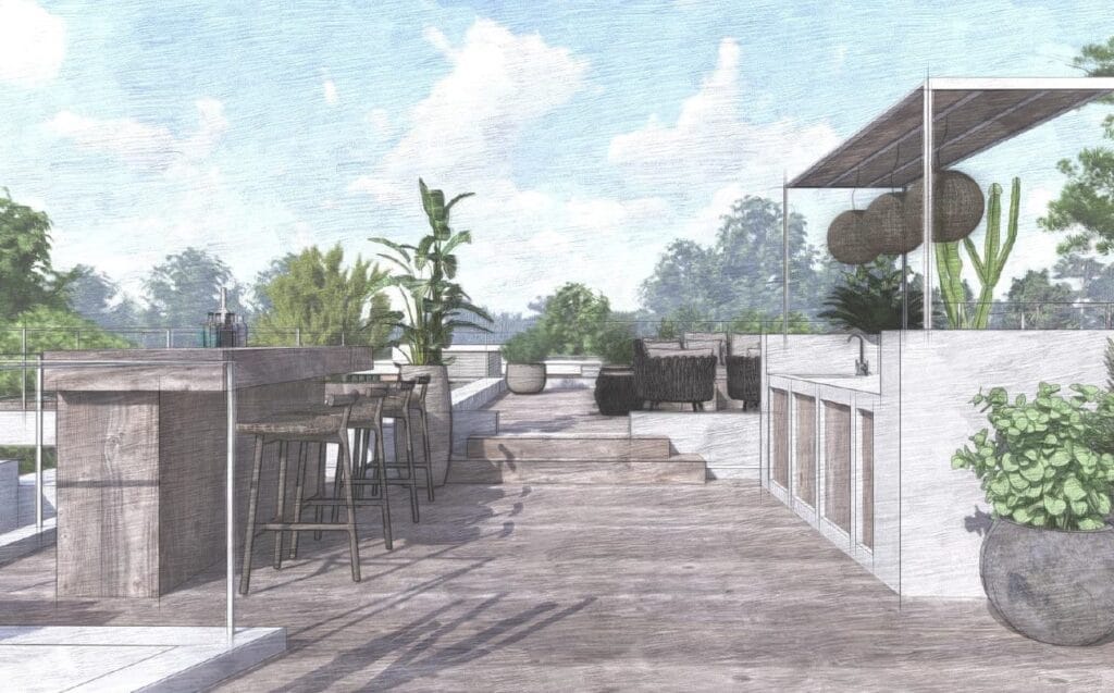 Terravita Ibiza Landscape Design Architecture Can Mar Rooftop Sketch 2